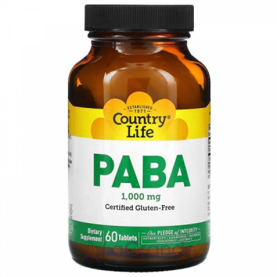 Country Life, PABA, 1,000 mg, 60 Tablets -  ()   ,  10