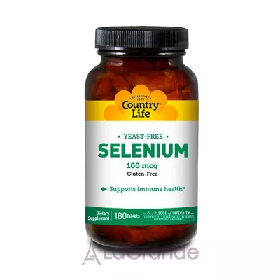 Country Life, Selenium, 100 mcg, 180 Tablets   100 