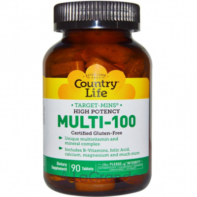 Country Life, Target-Mins, Multi-100, High Potency, 90 Tablets  - 