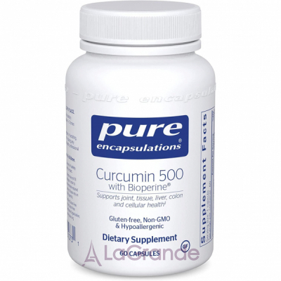 Curcumin with Bioperine, Pure Encapsulations, 500 mg, 60 caps     ,           Bioperine