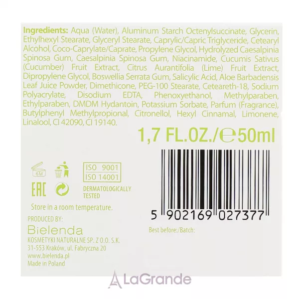 Bielenda Bouquet Nature Cucumber & Lime Moisturizing Mattifying Cream �������������� ����������� ���� ��� ������� 