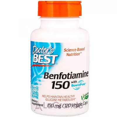 Doctor's Best, Benfotiamine with BenfoPure, 150 mg, 120 Veggie Caps  (Benfotiamine, S- O-)