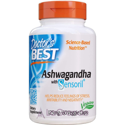 Doctor's Best, Best Ashwagandha, Featuring Sensoril, 125 mg, 60 Veggie Caps    