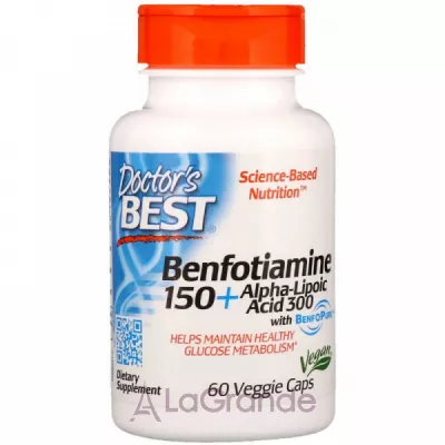 Doctor's Best Best Benfotiamine 150 + Alpha-Lipoic Acid 300 60 Veggie Caps - +