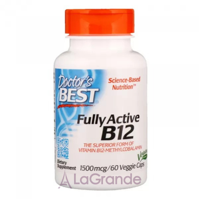 Doctor's Best, Best Fully Active B12, 1500 mcg, 60 Veggie Caps  12  (Fully active B12 methylcobalamin) 1500  60 