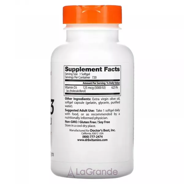 Doctor's Best Vitamin D3 5000 IU ������� D3 5000 ��
