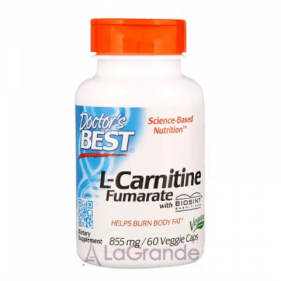 Doctor's Best, Best L-Carnitine Fumarate, 855 mg, 60 Veggie Caps -  (L-Carnitine Fumarate) 855  60 