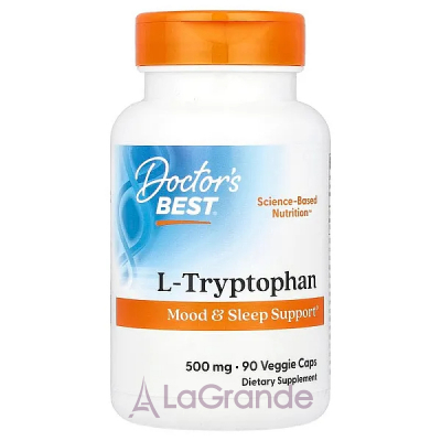 Doctor's Best, Best L-Tryptophan, 500 mg, 90 Veggie Caps  (L-Tryptophan) 500  90 