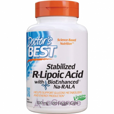 Doctor's Best, Best Stabilized R-Lipoic Acid, 100 mg, 180 Veggie Capsuls - 100  180 