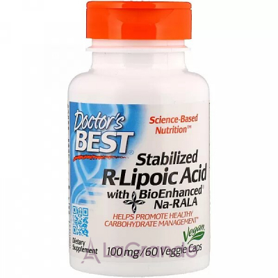 Doctor's Best, Best Stabilized R-Lipoic Acid, 100 mg, 60 Veggie Caps R-  (R-Lipoic Acid) 100  60 