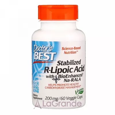 Doctor's Best, Best Stabilized R-Lipoic Acid, 200 mg, 60 Veggie Caps R-  (R-Lipoic Acid) 200  60 