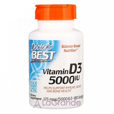 Doctor's Best, Best Vitamin D3, 5000 IU, 180 Softgels  D3 (Vitamin D3) 5000  180 