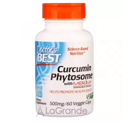 Doctor's Best, Curcumins Phytosome, Featuring Meriva, 500 mg, 60 Veggie Caps   (urcumin phytosome) 500  60 