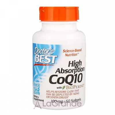 Doctor's Best, High Absorption CoQ10 with BioPerine, 100 mg, 60 Softgels  Q-10   (CoQ10 with Bioperine) 100  60 