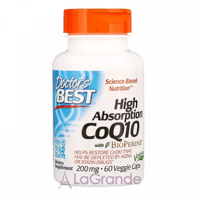 Doctor's Best, High Absorption CoQ10 with BioPerine, 200 mg, 60 Veggie Caps  Q-10   (CoQ10 with Bioperine) 200  60 