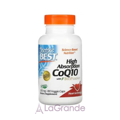 Doctor's Best, High Absorption CoQ10, 200 mg, 180 Veggie Caps  Q10 Doctor's Best CoQ10  200  180 