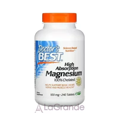 Doctor's Best, High Absorption Magnesium, 100% Chelated, 240 Tablets    100, 240 .