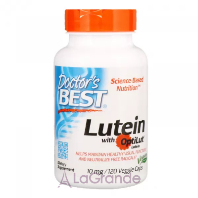 Doctor's Best, Lutein with OptiLut, 10 mg, 120 Veggie Caps  (Lutein with OptiLut) 10  120 