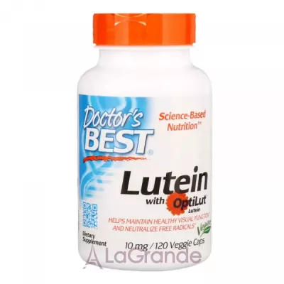 Doctor's Best, Lutein with OptiLut, 10 mg, 120 Veggie Caps  (Lutein with OptiLut) 10  120 