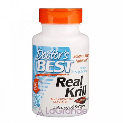 Doctor's Best, Real Krill, 350 mg, 60 Softgel Capsules  3  (Real Krill) 350  60 