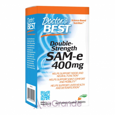 Doctor's Best, SAM-e (S-Adenosyl Methionine), Double Strength, 400 mg, 60 Enteric Coated Tablets Doctor's Best, SAM-e,  , 60 ,   