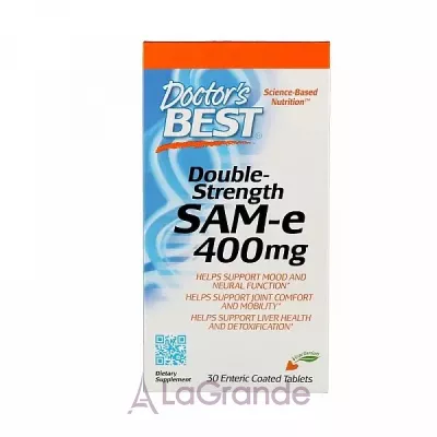 Doctor's Best, SAM-e (S-Adenosyl-L-Methionine) 400, Double-Strength, 30 Enteric Coated Tablets  SAMe (S-Adenosyl-L-Methionine) 400  30 