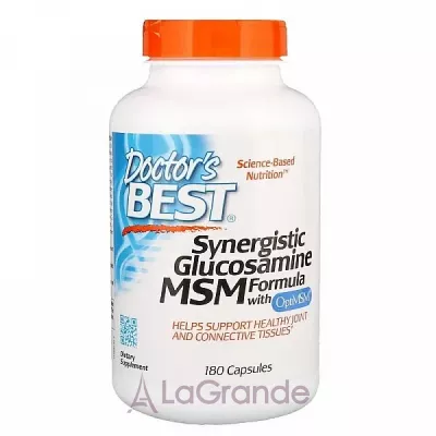 Doctor's Best, Synergistic Glucosamine MSM Formula, with OptiMSM, 180 Capsules   (Glucosamine MSM) 180 