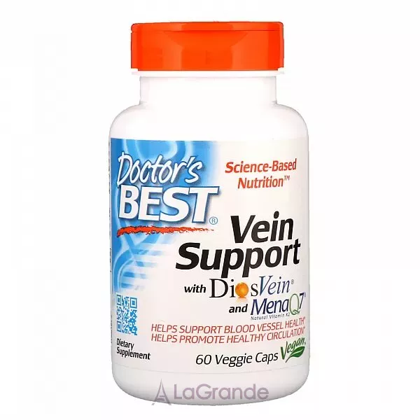 Doctor's Best, Vein Support, with DiosVein and MenaQ7, 60 Veggie Caps ϳ������� ��� ��� (Vein Support)