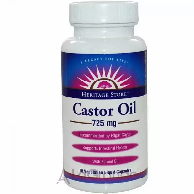 Heritage Store, Castor Oil, 725 mg, 60 Veggie Liquid Caps   (Castor oil) 725  60 