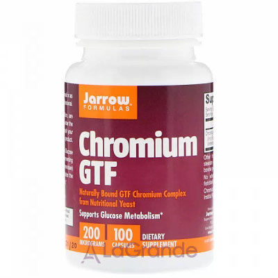 Jarrow Formulas, Chromium GTF, 200 mcg, 100 Capsules  (Chromium GTF) 200  100 