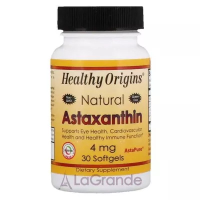 Healthy Origins Astaxanthin Natural 4 mg  Softgels  4    