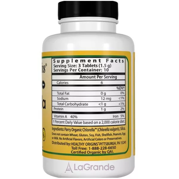 Healthy Origins Organic Chlorella 500 mg �������� 500 �� � ���������