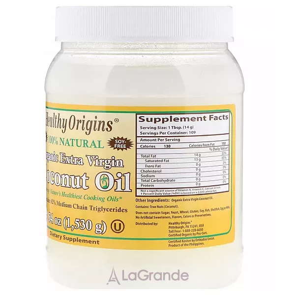 Healthy Origins Organic Extra Virgin Coconut Oil ��������� ����� ���������� �������� ���