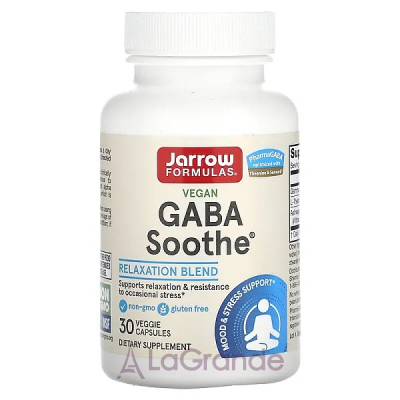 Jarrow Formulas, GABA Soothe, 30 Veggie Capsules  (- ) (GABA Soothe) 100  30 