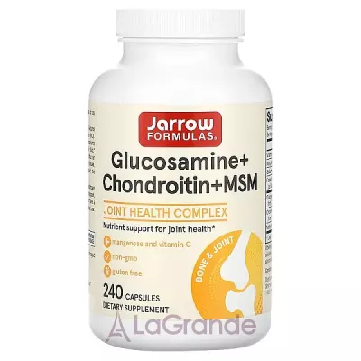 Jarrow Formulas, Glucosamine + Chondroitin + MSM Combination, 120/240 Capsules    MSM (Glucosamine & Chondroitin with MSM) 120/ 240 