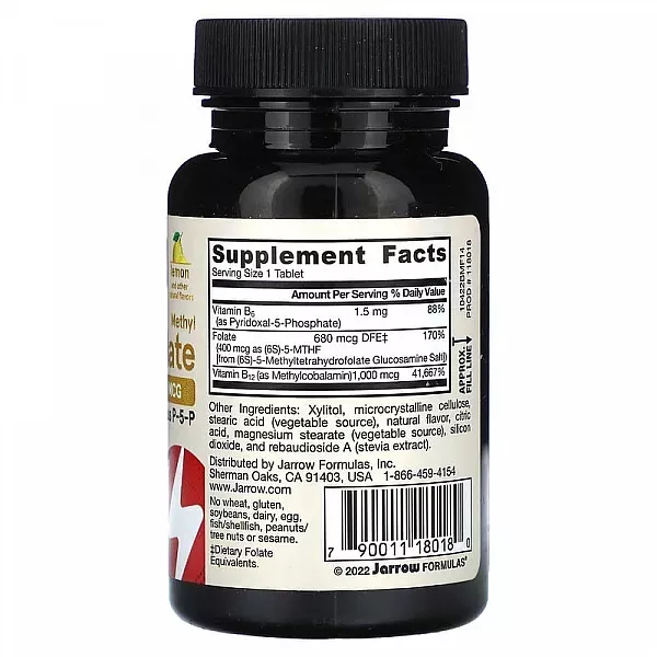 Jarrow Formulas Methyl B-12 & Methyl Folate 1000 mcg / 400 mcg, Lemon Flavor ³���� B12 �������� �������� � ������ ������
