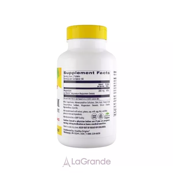 Healthy Origins Magnesium Bisglycinate Chelate 200 mg ������ ����������� ����� 200 �� � ���������