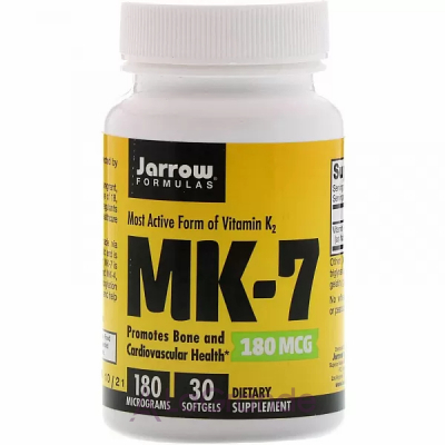 Jarrow Formulas, MK-7, Most Active Form of Vitamin K2, 180 mcg, 30 Softgels MK-7    K2 (MK-7 Most Active Form of Vitamin K2) 180  30 