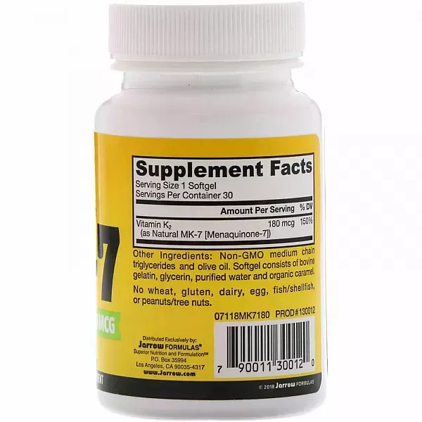 Jarrow Formulas MK-7 Most Active Form of Vitamin K2 180 mcg ������� ����� ������ K2 ����� �������� ��� �������, ��� ��������� �������� ����������