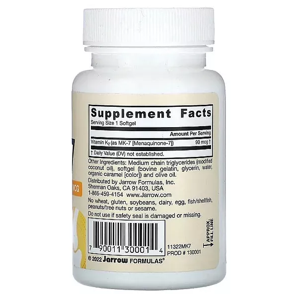 Jarrow Formulas MK-7 Vitamin K2 as MK-7, 90 mcg ³���� �2 (��-7 Vitamin K2) ��� �����