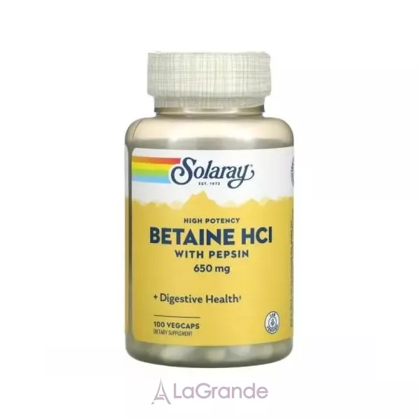 Solaray Betaine HCL with Pepsin 650 mg ĳ������ ������� ������ HCL � ��������