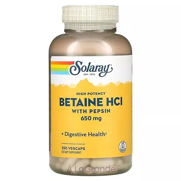 Solaray Betaine HCL with Pepsin 650 mg ĳ������ ������� ������ HCL � ��������