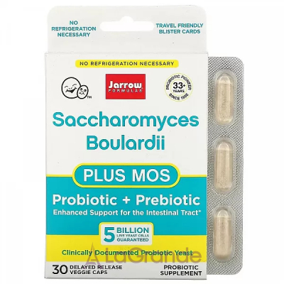 Jarrow Formulas, Saccharomyces Boulardii + MOS, 5 Billion, 180 Veggie Caps  (Saccharomyces Boulardii+MOS) 5   180 