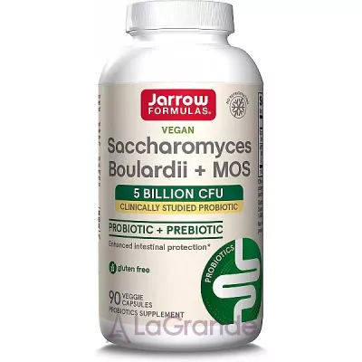 Jarrow Formulas, Saccharomyces Boulardii + MOS, 5 Billion, 180 Veggie Caps  (Saccharomyces Boulardii+MOS) 5   180 