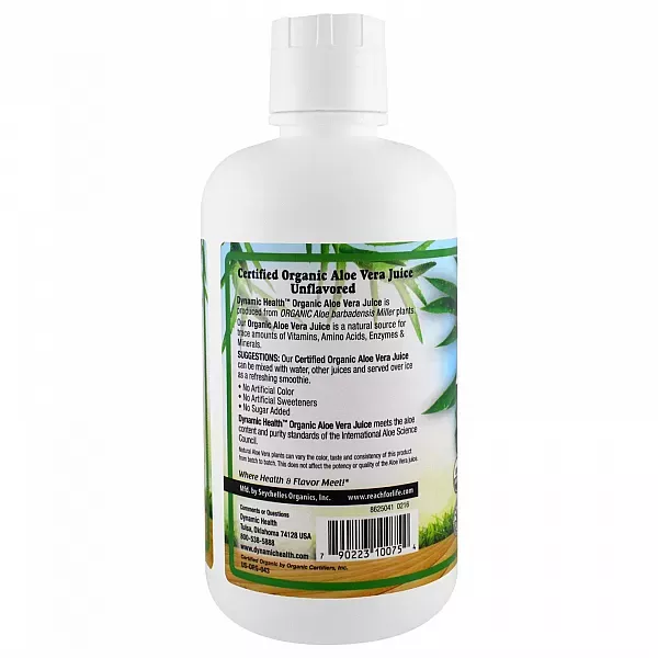 Dynamic Health Organic Aloe Vera Unflavored ������������ 100% ��� ���� ����, ��� ��������������