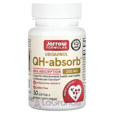 Jarrow Formulas, Ubiquinol QH-Absorb, 200 mg, 30/60 Softgels  QH-absorb ( CoQ10) 200 , 30/60 