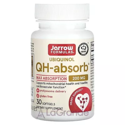 Jarrow Formulas, Ubiquinol QH-Absorb, 200 mg, 60 Softgels  QH-absorb ( CoQ10) 200  60 