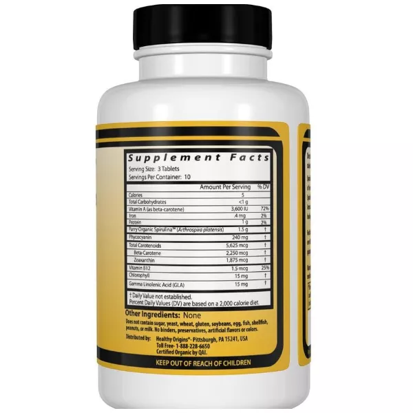 Healthy Origins Spirulina Organic 500 mg ��������� ������� 500 �� � ���������