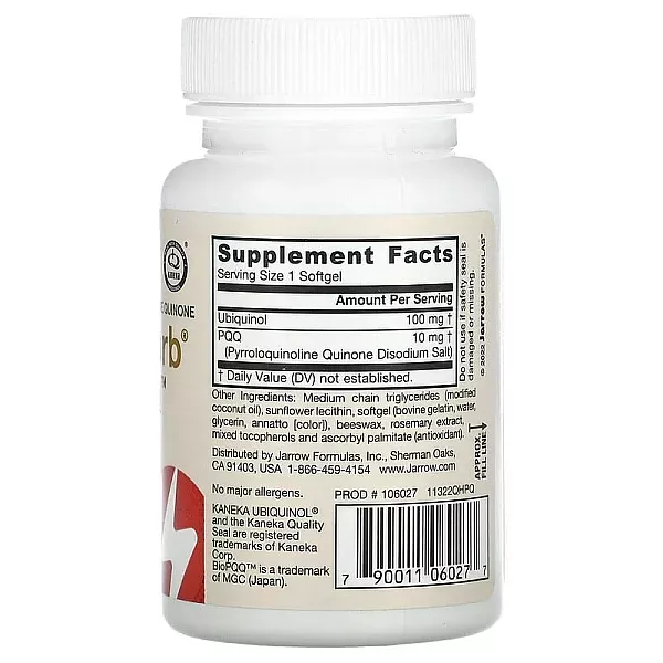 Jarrow Formulas Ubiquinol QH - Absorb + PQQ 10/100mg ϳ���������������� �� ������� ��� ������'� ����� �� ����������� �������