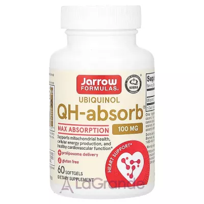 Jarrow Formulas, Ubiquinol, QH-Absorb, 100 mg, 60 Softgels  QH-absorb ( CoQ10) 100  60 